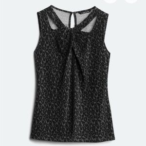 Charcoal Leopard Print Sleeveless Blouse